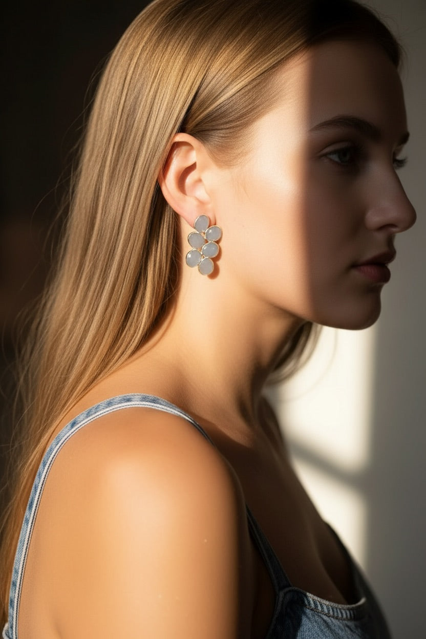 Aros Ondina Azul Claro Plata