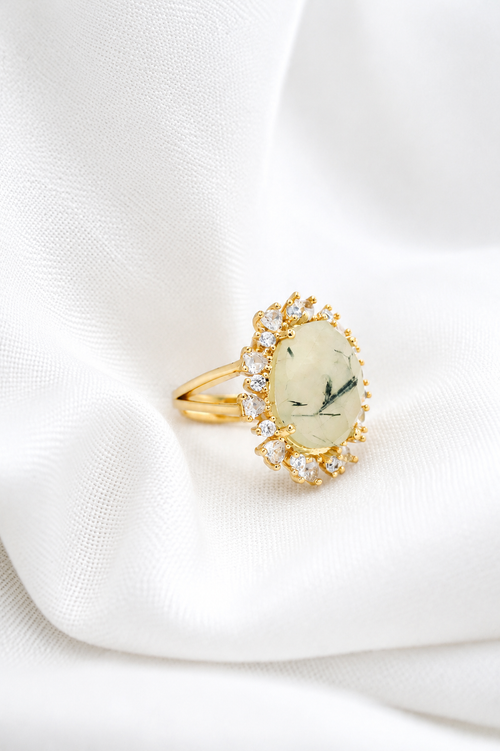 Anillo Elena Verde Prehnita