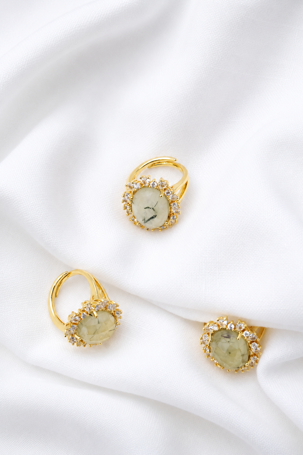 Anillo Elena Verde Prehnita