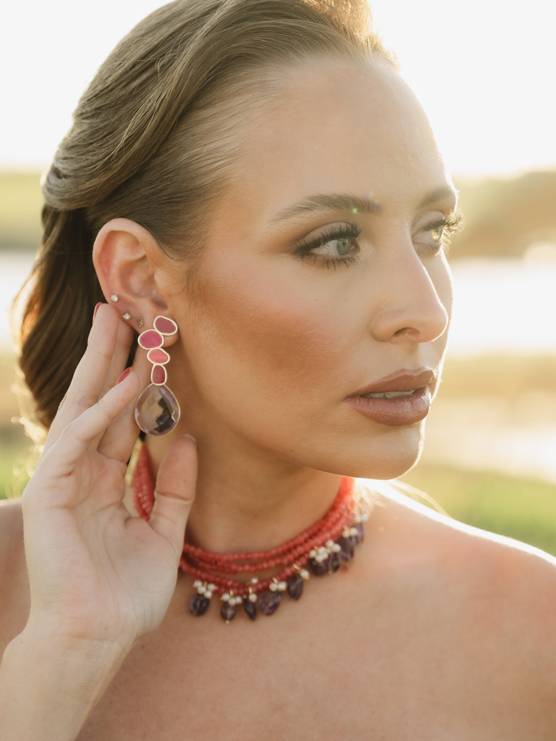Pendientes  Matrix Genesis Tear Fucsia y Lila