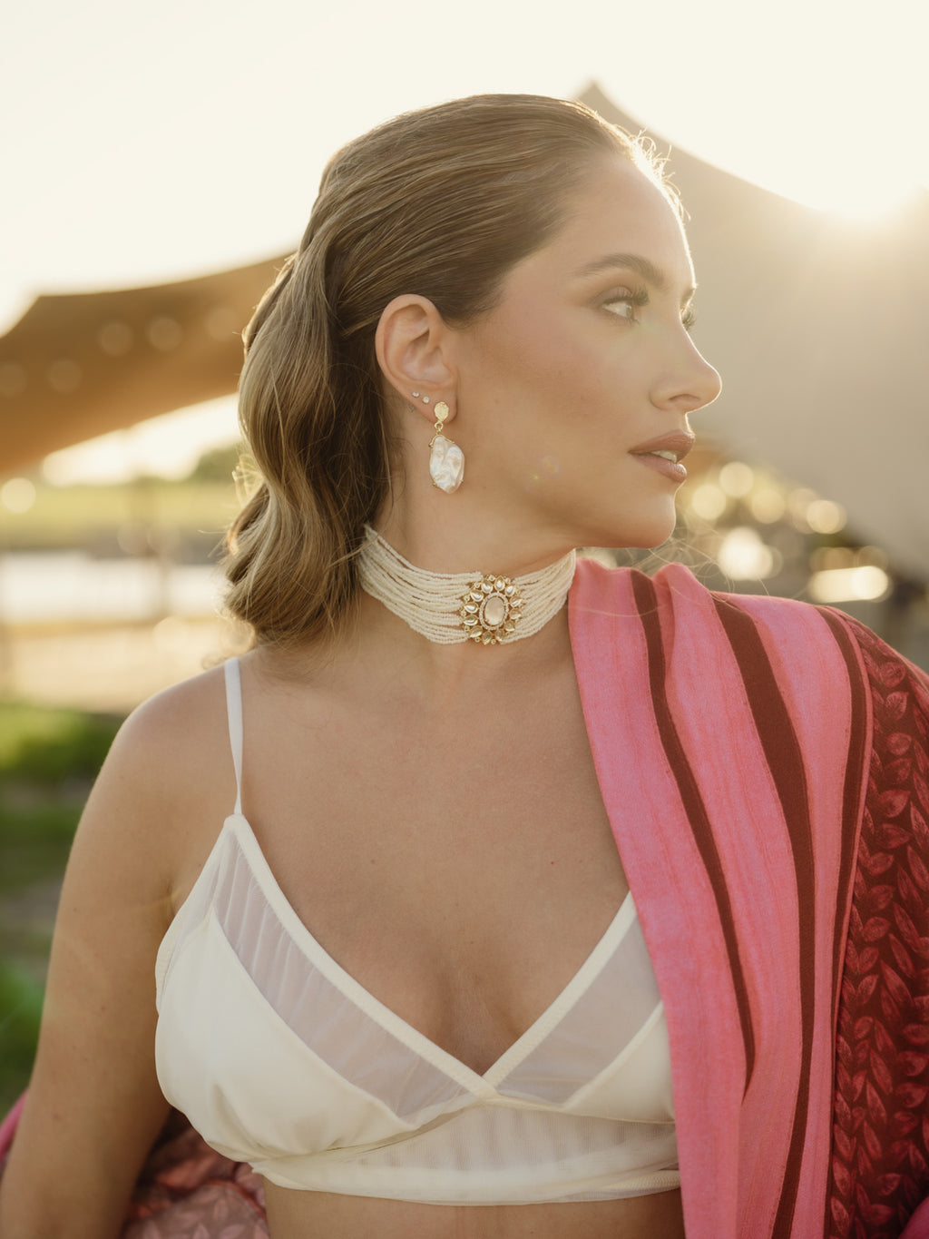 Choker Vintage Melisa Gold Mini Perlas