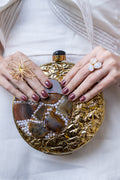 Clutch Deluxe Manipur Piedras Marrones Y Perlas