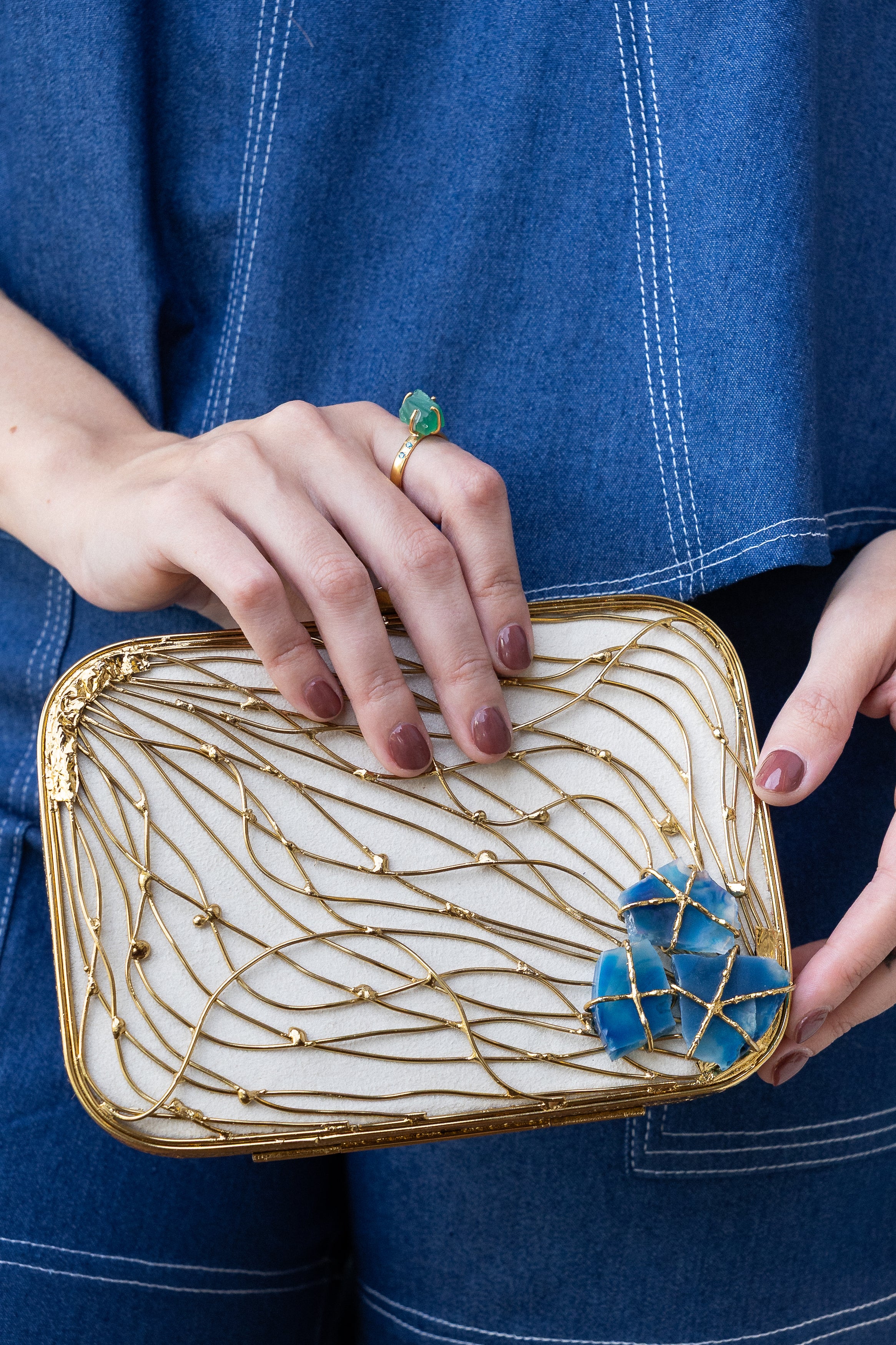 Clutch Deluxe Laquedivas Piedras Azules