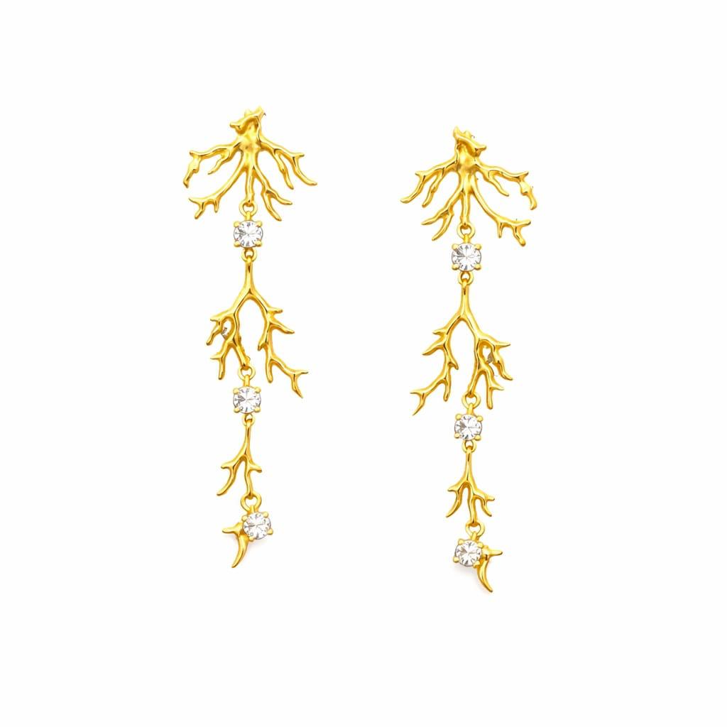 Aros Coral Cuarzo Cristal