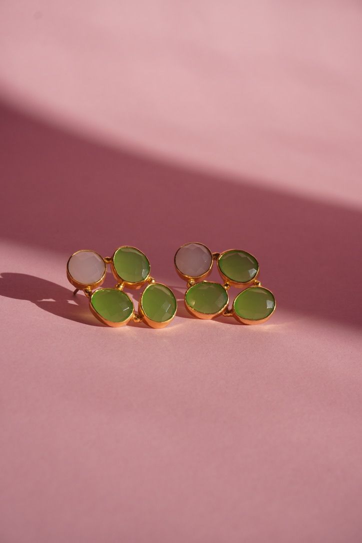 Aros Tibet Rosa Claro y Verde Claro