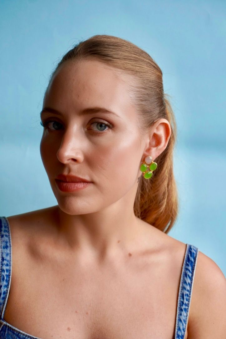 Aros Tibet Rosa Claro y Verde Claro