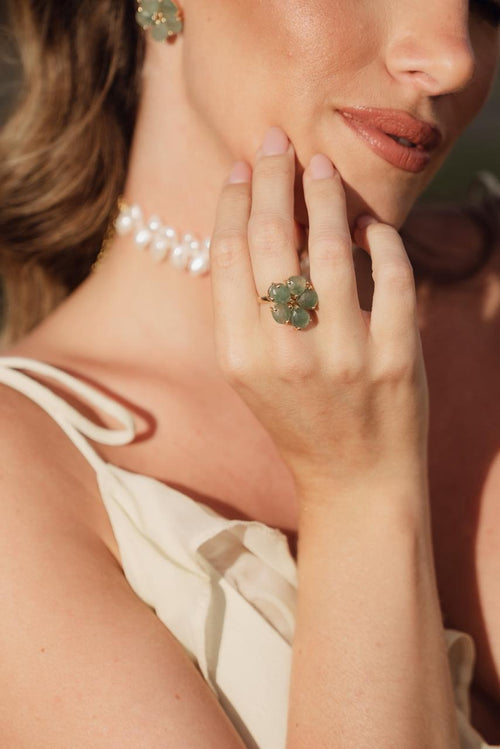 Anillo Flor de Luna Green
